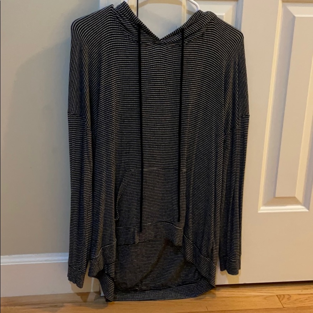 Black and White Striped Thin Hoodie
